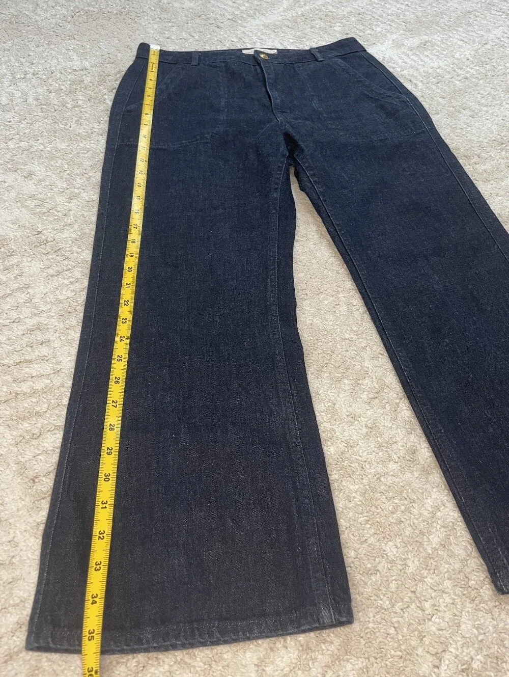 Tory Burch 100% Cotton Dark Indigo Wide-Leg Jeans Size 30